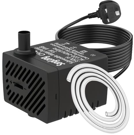 SongLong 350L/H 5W Submersible Water Pump with 3m Cable - Ultra Quiet for Water Features, Hydroponics, Fountains
