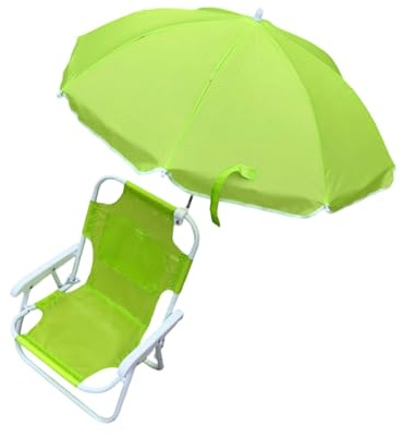 BUBEFSKD Silla de playa plegable para niños con protección solar desmontable Marco de metal ligero para actividades al aire libre Silla de playa portátil para niños con sombrilla