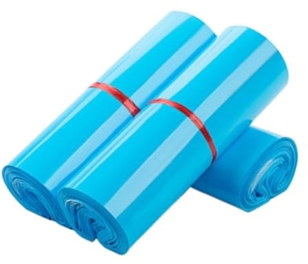 Pakettaschen 50 Stück PE Poly Mailer Versandtasche Express Box Kleidung T-Shirt Umschlag Kunststoff Kleid Handschuhe Müll Klebebeutel(Blue,50x60cm)