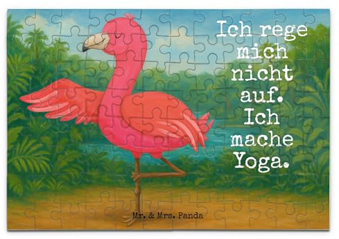 Mr. & Mrs. Panda Puzzle Flamingo Yoga Design 96 Teile - Geschenk, Yogi, Rosa, Baum, Achtsamkeit, Puzzlespiel, Aufgeregt, 500, 300, 2000, Entspannt, 1000