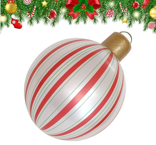 JIEBWCHA Weihnachtskugel für den Außenbereich, aufblasbare Kugeln zur Dekoration, PVC-Dekoration für Weihnachten, Winter, Garten, Outdoor, Terrasse, Festlich