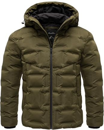 Amaci&Sons Herren Gefütterte Dicke Winter Jacke für Männer mit Kapuze 9127