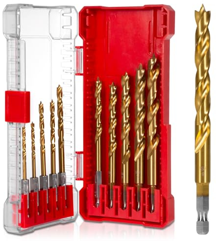 Holzbohrer Set 3-10mm 10tlg. HSS-G Holzbohrer mit Codolo Esagonale, Holzspeziell für Präzises & Glattes Bohren, Vollständige Größen (Jede 1mm)