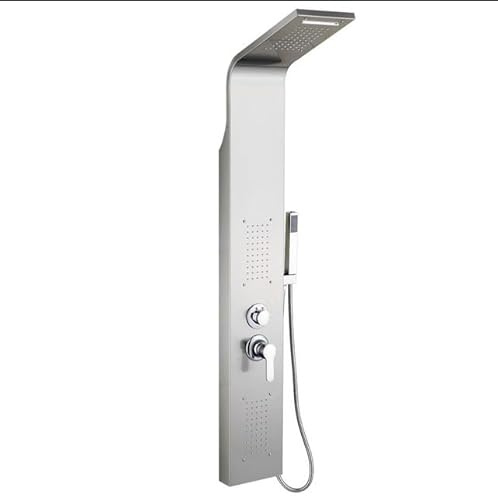 Duschsäule mit Thermostat-Mischbatterie, System für Duschpaneel, gebürstet, Duschsäule zur Wandmontage, Zerstäuber, Wasserhahn für Badezimmer/Hotel, 7 x 20 x 140 cm