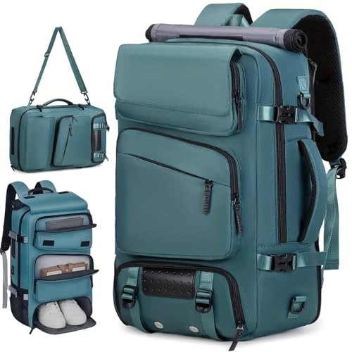 CORATED Reiserucksack, Multifunktionaler 3-in-1-Rucksack, 17-Zoll-Laptopfach und speziellem Schuhfach, Geeignet für Reisen, Arbeit, Wandern (Seeblau)