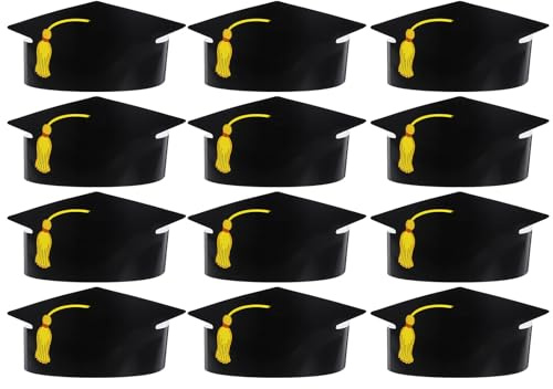 Cabilock 12 Gorros de Graduación de Papel, Gorros de Graduación con Cuerda Elástica para Niños Y Adultos, Decoración para Fiestas de La Promoción de 2026, Suministros para Celebraciones,
