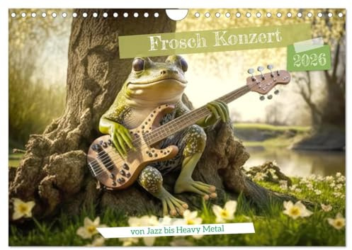 Frosch Konzert (Wandkalender 2026 DIN A4 quer), CALVENDO Monatskalender: Froschmusik für das ganze Jahr (CALVENDO Tiere)
