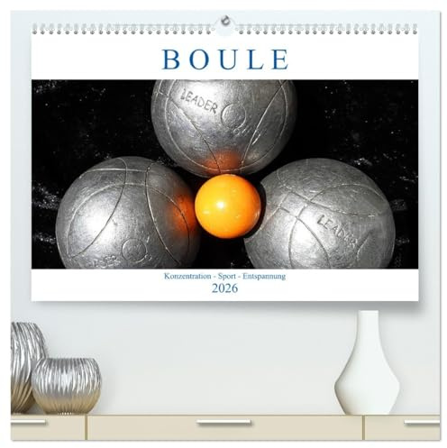 Boule. Konzentration - Sport - Entspannung (hochwertiger Premium Wandkalender 2026 DIN A2 quer), Kunstdruck in Hochglanz: Fliegende Kugeln, ... die Faszination des Boule! (CALVENDO Hobbys)