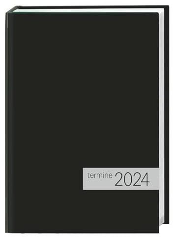 times&more Kalenderbuch 2024. Schwarzer Terminkalender mit flexiblem Umschlag. Handlicher Wochenplaner. Taschenkalender 2024 zum Planen von Terminen.