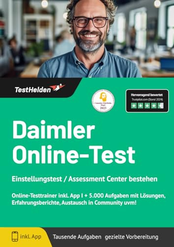 Daimler Online-Test I Einstellungstest / Assessment Center bestehen: Online-Testtrainer inkl. App I + 5.000 Aufgaben mit Lösungen, Erfahrungsberichte, Austausch in Community uvm!