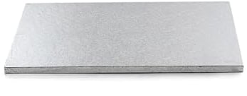 Decora, 0931220 Dessous de gâteau rectangulaire Rigide, Couleur Argent, en pâte de Cellulose recouverte d'aluminium, Résistant et Solide, Idéal pour présenter Les gâteaux, 20 x 30 x 1,2 cm.