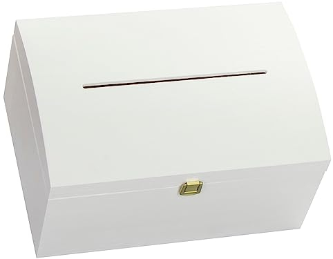 LAUBLUST Geschenkbox & Spendenbox mit Schlitz - 35x25x19cm, Weiß Holz FSC® | Umfragebox Briefbox Einwurfbox Wahlurne aus Holz - Kiste für Geschenkkarten | Geschenkkartenbox für Hochzeit oder Jubiläum