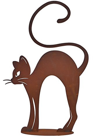 Katze Metall Edelrost Katzen Deko Garten Tier Figur Skulptur Statue Kater Platte