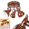 Deckenleuchte Tina, runde Deckenlampe aus Metall in Rostbraun/Weiß, 3-flammig, mit verstellbaren Strahlern, 3 x E14-Fassung, Spot im Retro/Vintage Design, ohne Leuchtmittel