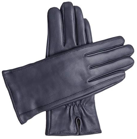 Downholme Vegane Lederhandschuhe für Damen (Dunkelblau, M)