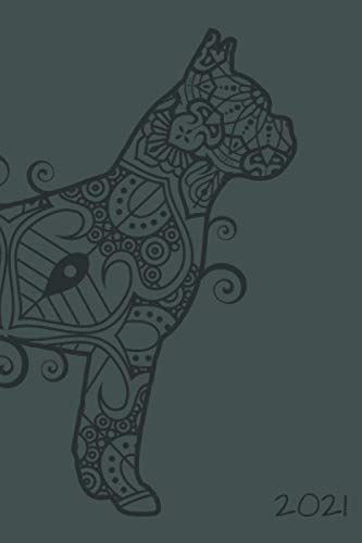 Hunde Kalender 2021 mit Boxer Mandala Motiv grau: Wochenkalender A5 - 365 Tage planen, notieren und erledigen. Struktur & Produktivität / Notizbereiche / Jan - Dez