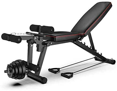 LJBOZ Hantelbank Verstellbar, Fitness Schrägbank Bauchtrainer Verstellbare Sit-Up-Bank mit Beinverlängerung und Beincurl, Multifunktion TrainingsBank Set, für Ganzkörpertraining
