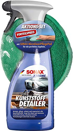 SONAX Xtreme KunststoffDetailer Innen + Außen (500 ml) inkl. Microfaserpad - Kunststoffpflege-Set für das gesamte Fahrzeug | Art-Nr. 02558410