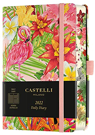 Castelli Milano 0QM2BI-005, EDEN Flamingo Diary 2022, 9 x 14 cm, Tagesdecke S/D, fester Einband 384 Seiten, Pocket
