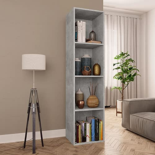 Bücherregal Bücherschrank 3 Hauptfächern Standregal Aktenregal aus Spanplatte, TV Schrank Wandregal Raumteiler Fernsehtisch Lowboard Regal Fernsehschrank für Wohnzimmer Büro Schlafzimmer Betongrau