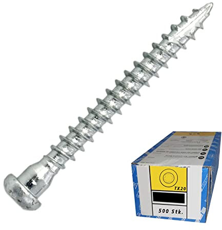BRESKO Holzschrauben 35-70 mm 500 Stk. Vollgewinde Holzverbinderschraube Winkelbeschlagschrauben Stahl verzinkt (5 x 50 mm - 500 Stk.)