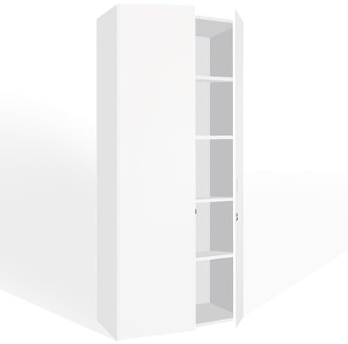 Genérico OFILIKE. Armario de Madera con 5 Estantes y 2 Puertas. para Garaje, Oficina, Estudio. Entrega 3-5 Días (Blanco), Grande (f3)