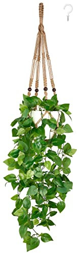Mkono 1 fausse plante suspendue avec pot - Plantes artificielles pour décoration d'intérieur - 73 cm - Macramé avec vignes artificielles - Pour chambre à coucher, salle de bain
