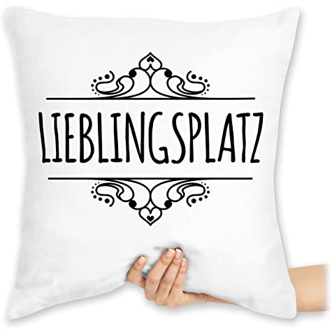 Shirtracer Kissen 40x40 Zierkissen - Statement - Lieblingsplatz Lieblingsort Geschenk Einzug Wohnzimmer - 40 x 40 cm - Weiß - sofakissen mit Spruch Statements Mein kissen40x40cm kissenhülle