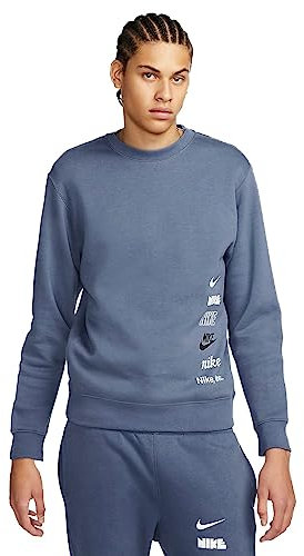 Nike Herren Club Fleece+ Golf-Rundhalsshirt mit Angerauter Inn Sweatshirt, Diffused Blue, XXL