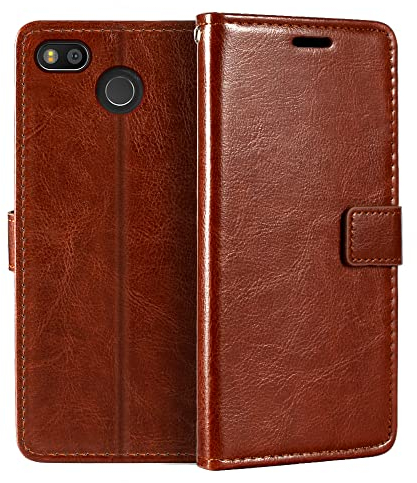 PU Leder Handyhülle Kompatibel mit Fairphone 3, Klapphülle mit Kartenfächern, Magnetverschluss und Rundumschutz mit Standfunktion (Braun)