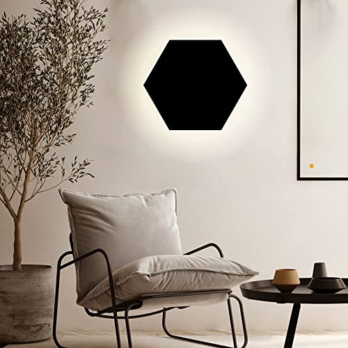 s.luce Hive indirekte LED Wandleuchte Wohnzimmer Wandlampe Dimmbare Ambientebeleuchtung, Farbe Schwarz, Größe Ø 45cm