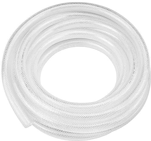 Clear Braided PVC Hose 16mm ID, 5 Metre, Reinforced Heavy Duty Tubing for High Pressure Usages, Flexible for Water Gas Oil Tube, Food Grade