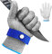 Waflyer Gants Anti Coupure, Protection Haute Performance Gant en acier inoxydable Gants de Travail Gant Cuisine + Gant Intérieur, pour Découpe de Viande, Mandoline, D'huîtres et Sculpture, M