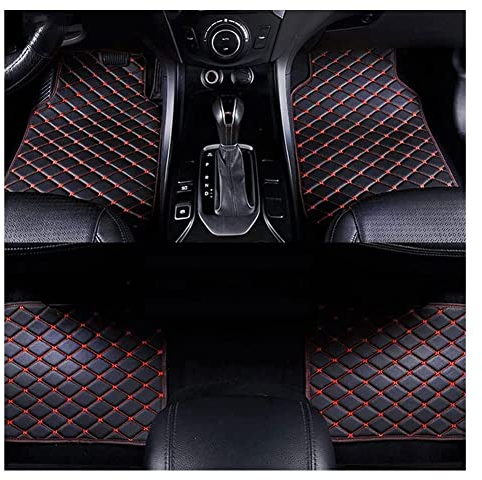 AMPACO 4 Stück Auto Leder FußMatten Für Mazda Mazda 3 BK 2004-2009, Benutzerdefinierte Bodenmatten Allwetter Wasserdicht Anti Rutsch Tragen Autoteppiche Autozubehör,f/BlackRed