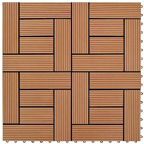 RAUGAJ 22 Stück Terrassenfliesen 30x30 cm 2qm WPC Schwarz, Artikelfarbe Braun