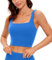 CRZ YOGA Damen Butterluxe Sport BH Gepolstert Ohne Bügel Crop Tops Atmungsaktive Yoga Tank Top Fitness Workout Sports Bra Funkelndes Blau 38