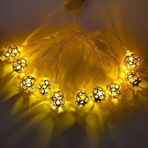 Recitem LED Marokkanische Lichterkette,Warmweiß Batterie Lichterkette,Marokkanische Weihnachtsbeleuchtung,für Weihnachten, Schlafzimmer, Party, Hochzeit,Lichtervorhang Lichter (Warmweißes Licht)
