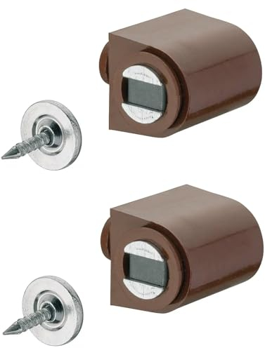 cyclingcolors 2x loqueteau magnétique à aimant rond marron avec vis et contreplaque universel porte placard cuisine salle de bain meuble
