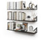 CASSA Wall Mounted Floating Book Shelves for Wall Set of 3, Shelf Bookshelf for Bedroom Living Room Office Bathroom Kitchen Rustic Wood with Metal Bracket (Large Black)