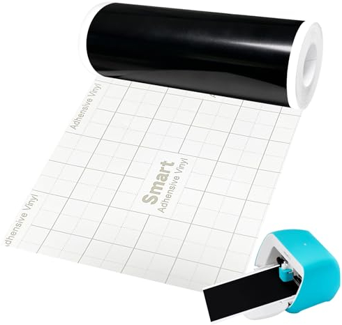 Smart Vinyl Permanent für Cricut Joy, 14cm*200cm Schwarz Vinylfolie Plotter, Transferfolie Plotter Set für Laptops, Telefone, Wände und mehr