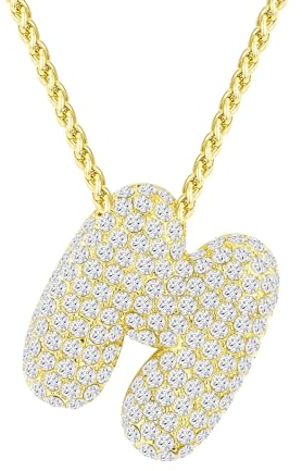 Halora Bubble Letter Necklace Gold, Kette Mit Halskette Buchstaben M Anhänger Gold Bubble Initial Necklace Damen
