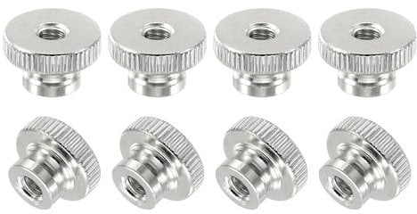 sourcing map Knurled Thumb Nuts, 8Pcs M6 Carbon Steel Nut High Head Through Hole, Silver