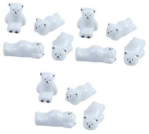 QXSJEDYCH decoration chopsticks holder，rack chopsticks， 4 pcs White Bear Chopsticks Shelf Ceramic Chopstick Rest White Bear Chopstick Holder Cute Chopstick Holders Animal Chopstick Rest Cartoon Chopst