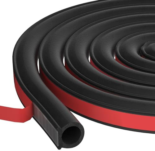 Symyda Automotive Weather Stripping Car Door Seal, D-Shape Car Door Rubber Seal Strip, Universal Self Adhesive Auto Car Door Weather Stripping,for Car Window and Cover Trunk(10 * 10mm,3.05M/10Ft)