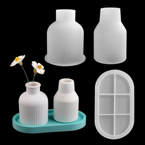 EPODA Silicone Mould Vase and Tray - Concrete Casting Molds for Decorative Flower Vases