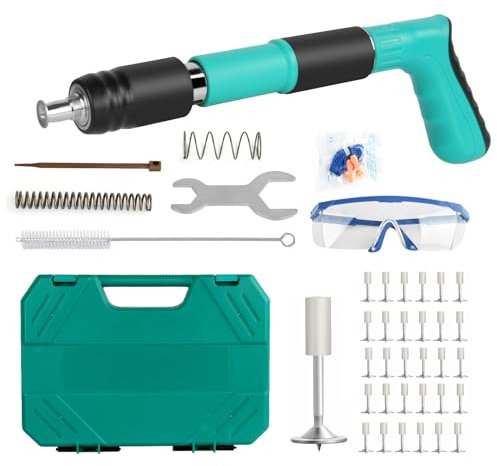 Pistola De UñAs Con 20pcs Redondas,Pistola De UñAs De Acero, Herramienta Para Clavar Con Guantes, Llaves Para Gafas Tapones Para Los OíDo