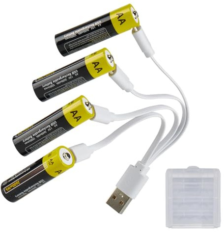 Type-C Lithium Wiederaufladbar Batterien AA, 1,5V USB Li-Ion AA Akku Aufladbare,2600mWh Mit Type C Ladekabel, Schnellladung in 2 Stunden,(4er Pack) (4AA)