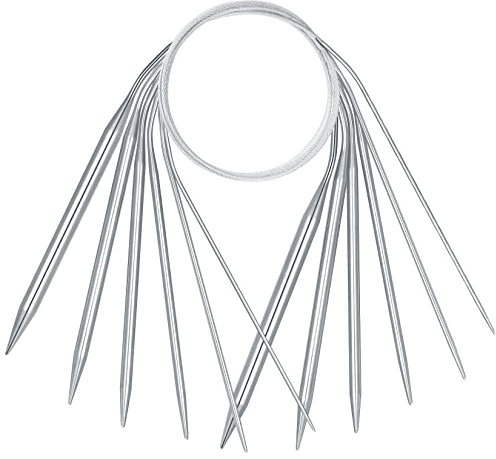 Stainless Steel Circular Knitting Needles - 40cm Short Round Needles with Flexible Cable for Small Projects - 2/3/4/5/5, 5/6/8/10mm