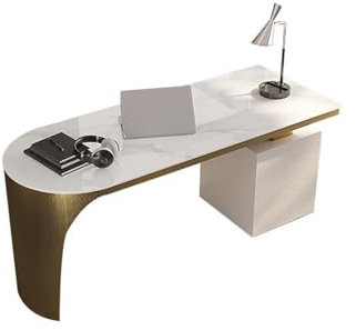 Mesa de Ordenador Escritorio minimalista, mesa de PC con losa de piedra moderna, escritorio de estudio for el hogar, escritorio de oficina de alta gama de diseñador Mesa de Estudio(Gold,180*70*74cm)