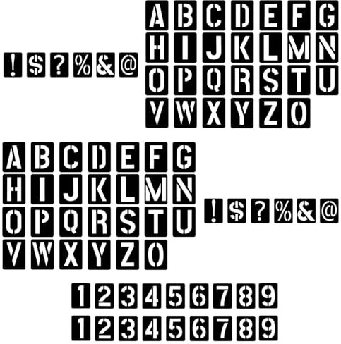 SHENGYIG Schablonen Buchstaben 84 Stück 10 cm Kunststoff Zahlen Schablonen Set, Zahlen Buchstaben, Airbrush Schablone Lineal, Schriftschablone, für Malerei, DIY Handgefertigt